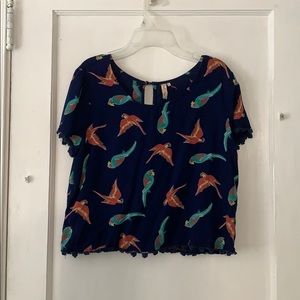 Red camel belk parrot printed crop